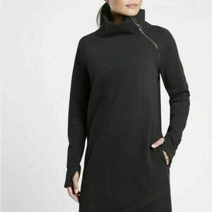 Athleta Cozy Karma Asym Sweatshirt Dress, BLACK SIZE S #383427 W0319